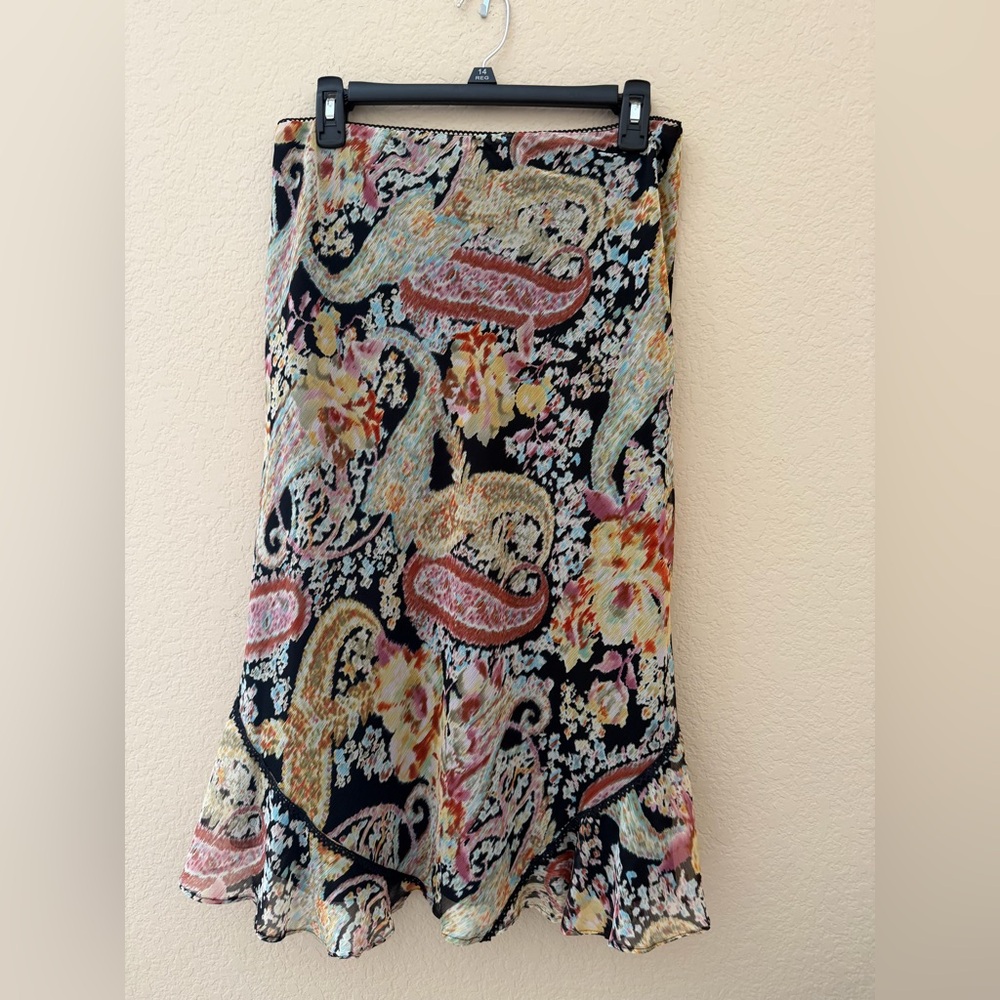 Notations Black Paisley Floral Maxi Skirt with Multi-Color Print
